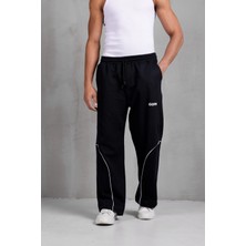 Erkek Oval Şeritli Baskılı Oversize Baggy Eşofman