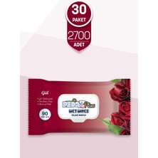 Pedo Gül Kokulu Islak Mendil 90'lı 30 Paket 1 Koli
