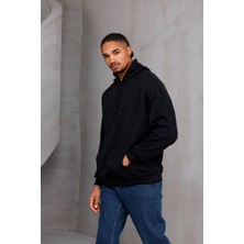 Dark Moda Oversize Siyah Kapüşonlu Kanguru Cepli Kordonlu Sweatshirt Sürdürülebilirlik Detayı