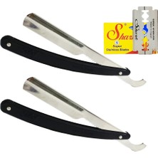 Atamanstore Berber Sakal Tıraş Usturası 2 Adet Sedef Ustura | 1 Adet Shark 5'li Tüm Yaprak Jilet Seti