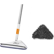 Normadia Teleskopik Üçgen Cam Silme Aparatı, Mikrofiber Sprey ile Kolay Temizlik