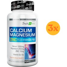 Suda Vitamin Kalsiyum Magnezyum Çinko Zinc Plus 100 Tablet - 3 Adet (300 Tablet)