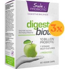 Suda Probiotic Digestobiotic 60 Kapsül - 3 Adet (180 Kapsül) - Dezenfektan Hediyeli (%72 Alkol)