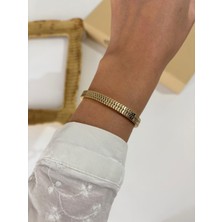 Marsel Özel Seri Şerit Model Iki Sıra 14K Xp Gold Bileklik