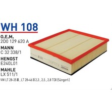 Wunder WH108 Oem 2D0129620A Volkswagen Lt 28-35 Otomobil Hava Filtre Air Filter