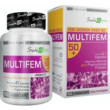 Suda Vitamin Multifem 50+ Kadınlar Için Multivitamin 50 Bitkisel Kapsül - Dezenfektan Hediyeli (%72 Alkol)