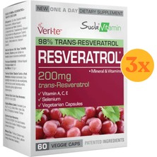 Suda Vitamins Resveratrol 60 Bitkisel Kapsül - 3 Adet (180 Kapsül) - Dezenfektan Hediyeli (%72 Alkol)
