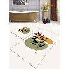 Ardizayn Dekoratif, Dokuma Taban, Dijital Baskı , 2'li Banyo Halısı, Makinede Yıkanabilir