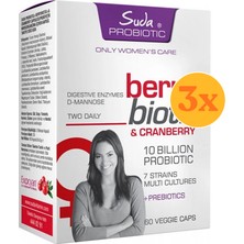 Suda Probiotic Berrybiotic Cranberry Içeren 60 Kapsül - 3 Adet (180 Kapsül) - Dezenfektan Hediyeli (%72 Alkol)
