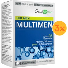 Suda Vitamin Multimen Men Multivitamin 60 Bitkisel Kapsül - 3 Adet (180 Kapsül) - Dezenfektan Hediyeli (%72 Alkol)