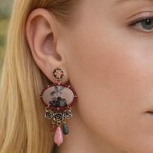 Hilaliart Noir Flora Asimetrik Sallantılı Kadın Küpe – Bohem ve Sanatsal Tasarım