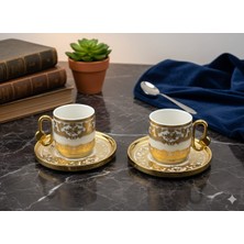 Deco Vien Vintage Gold 2'li Porselen Kahve Fincan Takımı