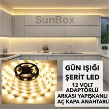 SUNBOX Şerit led Mutfak Dolabı Tezgah Üstü TV arkası Tam Set Adaptörlü Butonlu 5 Metre Günışığı