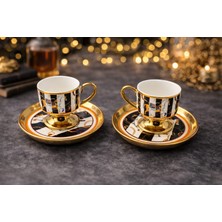 Deco Vien Vintage Ayaklı 2'li Porselen Kahve Fincan Takımı