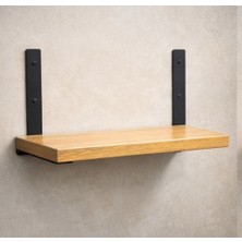 El Yapımı Doğal, Sade Ahşap & Metal Duvar Rafı
