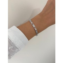 Marsel Özel Seri Dikdörtgen Sıra Zirkon Taş Xp Silver Bileklik