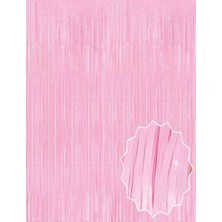 Veralya Soft Pembe Püsküllü Kapı Perdesi - Parti, Baby Shower, Cinsiyet Partisi 1x2 M