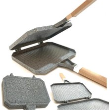 abnturk Soba ve Ocak Üstü Kullanıma Uygun Granit Izgara, Elektriksiz Tostmatik Döküm Alüminyum