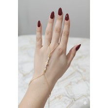 Jewerly Gold Renk Inci Detaylı Yuvarlak Boncuklu Kadın Şahmeran