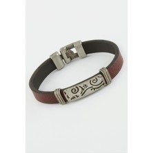 Zero Land Storozde Çini Desenli Suni Deri Bileklik-Bordo