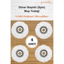 Normadia Döner Başlıklı (Spin) Mop Yedek Başlığı, 4'lü Set, Orijinal Microfiber Paspas