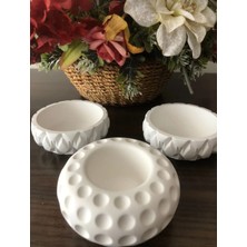 Lamba Cini 3 Parça Rölyefli Beton Mumluk Dekoratif Saksı