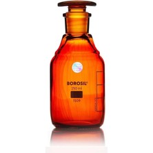 Borosil Amber Cam Tıpalı Şişe 250ML 100% Borosilikat Şilifli Miyar Şişesi