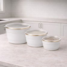 Arow Beyaz Emaye 3’lü Saklama Kabı