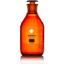 Borosil Amber Cam Tıpalı Şişe 500ML 100% Borosilikat Şilifli Miyar Şişesi