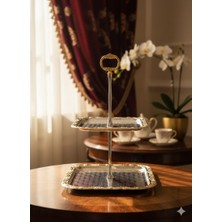 Deco Vien Iki Katlı Vintage Metal Kare Bayram Şekerlik Çikolatalık