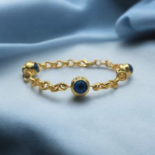 Papatya Silver 925 Ayar 3 Nazar Gözlü Doç Zincir Bileklik.rose.gold.rodaj