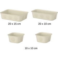 Ikea Nojig Kutu Seti, Bej Renk, 4'lü, (1 Adet 15X20X5CM, 1 Adet 10X20X5CM, 2 Adet 10X10X5CM)