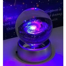 Eser Ticarett 3D Kristal Küre LED Gece Lambası – Galaksi Uzay Desenli – Dekoratif Masa Lambası, Ortam Aydınlatması