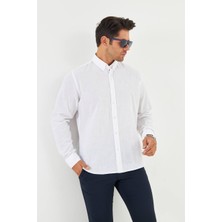 Regular Fit Flam Keten Gömlek