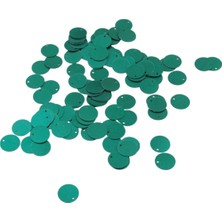Metalize Yeşil 12 mm Yandan Delikli Plastik Pul Payet 25 gr (Tülbent, Oya, Havlu Malzemesi)