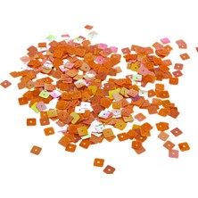 Oranj 8x8 mm Kare Ortadan Delikli Pul Payet 30 gr (Tülbent, Oya, Havlu Malzemesi)
