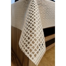 Şeffaf Hasır Lüx Pvc Kaplamalı Silinebilir Masa Örtüsü Su Geçirmez Muşamba Sofra Bezi Kare Desenli.