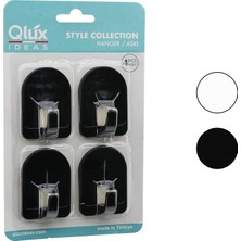 Esranın Dünyası Qlux L-00950 4pcs Dome Askı No-2 Kubbeli - Siyah - Beyaz - Plastik Askı Yapışkanlı Montaj (4887)
