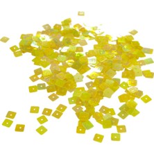 Sarı Şeffafımsı Janjan 8x8 Kare Delikli Pul Payet 30 gr (Tülbent, Oya, Havlu Malzemesi)