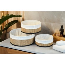 Paçi 4 Adet Hasır Sepet Organizer 3 Lü Oval Siyah