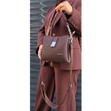 Just Polo Orijinal Kadın Kahverengi Orta Boy 4 Bölmeli Omuz Çantası