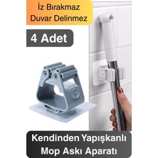 Normadia 4'lü Kendinden Yapışkanlı Mop Paspas Sabitleyici, Duvara Monte, Güçlü Tutunma
