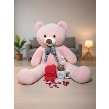 Sevimli Pembe Peluş Ayı 80CM Kupa Bardak Kalpli Çikolata Kutusu ve Kurabiye Sevgiliye Hediye