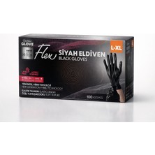 Reflex Flex Siyah Nitril Eldiven L-Xl 100’LÜ Pudrasız Lateksiz Muayene Gıda Uyumlu Tek Kullanımlık Eldiven