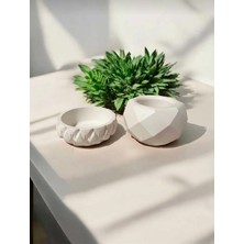 Lamba Cini 2 Parça Rölyefli Beton Mumluk Dekoratif Saksı