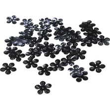 20 mm Siyah Papatya Desen Ortadan Delikli Pul Payet 25 gr (Tülbent, Oya, Havlu Malzemesi)