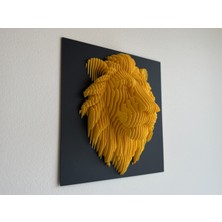 Midori Works Midoriworks 3D Parametrik Aslan Tablo - Sarı Aslan Duvar Dekoru & Ofis/taraftar Hediyesi (King Lion)