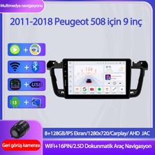 Otolas 2011-2018 Peugeot 508 Için 8+128GB, Gps, 9 Inç Carplay Destekli, Kameralı Multimedya Navigasyon Ekranı
