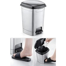 Ovio Ev Yaşam 6 Litre Pedallı Gri Çöp Kovası Banyo-Mutfak-Ofis Siyah Kapaklı Atık Kutusu