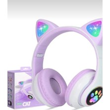 TeknoBeyza Cat Kulaklık Kedi Kulaklık Kedili Işıklı Patili Mikrofonlu Rgb Bluetooth Aux Sd Card